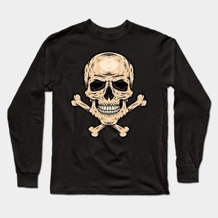 Skull with Crossbones Illustration Long Sleeve T-Shirt